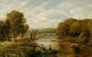 Shepherds Driving their Flock Oil painting by George William Mote