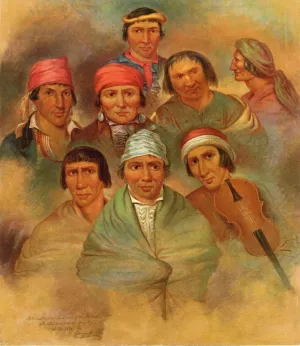 Eight Potawatomi Natives by George Winter - Oil Painting Reproduction
