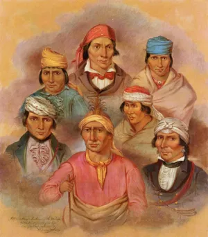 Seven Potawatomi Natives by George Winter - Oil Painting Reproduction