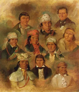 Ten Potawatomi Chiefs by George Winter - Oil Painting Reproduction