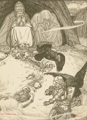 I espied a little before me a cave, where two giants, pope and pagan, dwelt by George Woolliscroft Rhead Oil Painting
