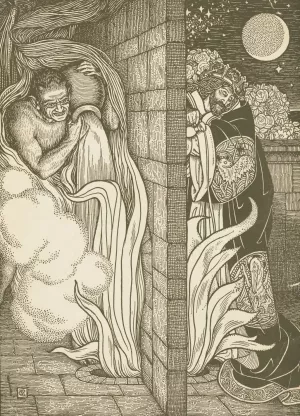 This fire is the work of Grace that is wrought in the heart by George Woolliscroft Rhead Oil Painting