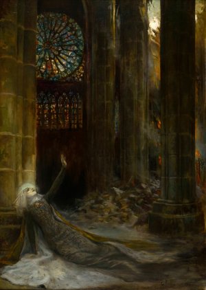 Interieur de cathedrale by Georges Antoine Rochegrosse Oil Painting