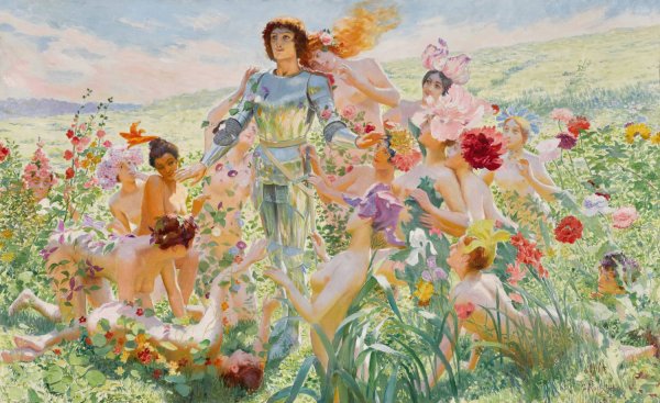 Main Product Photo of Le Chevalier aux Fleurs Painting by Georges Antoine Rochegrosse