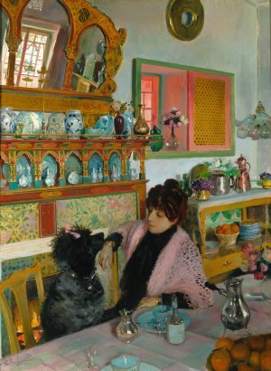 Marie Rochegrosse Dans La Salle a Manger by Georges Antoine Rochegrosse Oil Painting