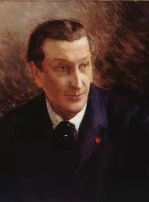 Portrait de Francois Coppee by Georges Antoine Rochegrosse Oil Painting