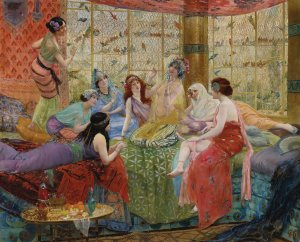 The chattering birds by Georges Antoine Rochegrosse Oil Painting