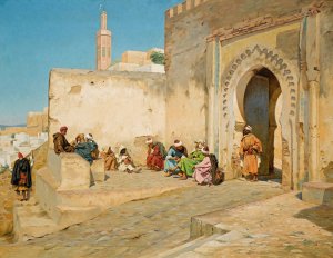 The Kasbah Gate, Tangiers Oil painting by Georges Bretegnier