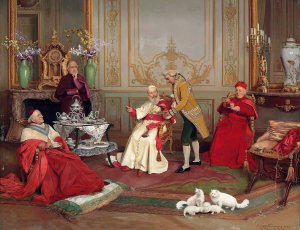 A distinguished visitor by Georges Croegaert Oil Painting