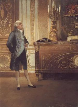A Gentleman Waiting in an Interior painting by Georges Croegaert