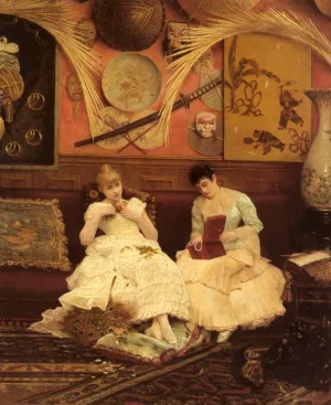 A Quiet Moment Oil painting by Georges Croegaert