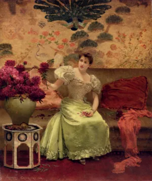 An Elegant Arrangement by Georges Croegaert Oil Painting