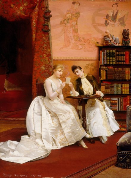 Confidences  by Georges Croegaert - Hand-Painted Oil Painting Reproduction