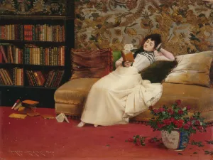 La Lecture Oil painting by Georges Croegaert