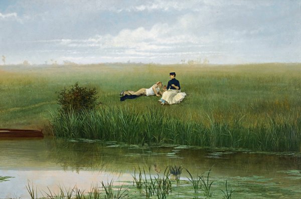 Main Product Photo of Le Repos Des Canotiers  Painting by Georges Croegaert