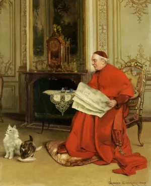 Reading the News painting by Georges Croegaert