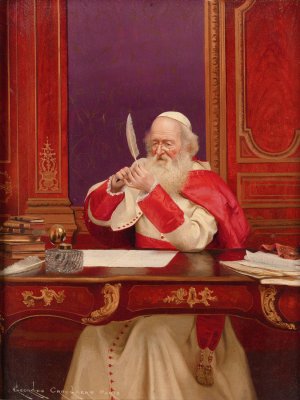 Sharpening The Quill by Georges Croegaert Oil Painting