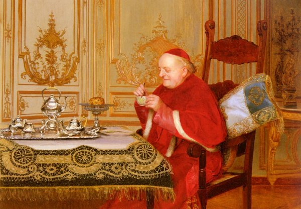 Teatime by Georges Croegaert - Hand-Painted Oil Painting Reproduction