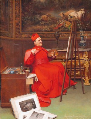 The amateur artist by Georges Croegaert Oil Painting