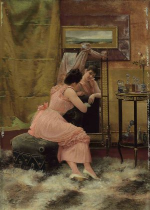 The Mirror by Georges Croegaert Oil Painting