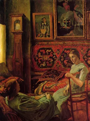 Conversation in the Studio of Cornelia-de-Conflent by Georges-Daniel De Monfried - Oil Painting Reproduction