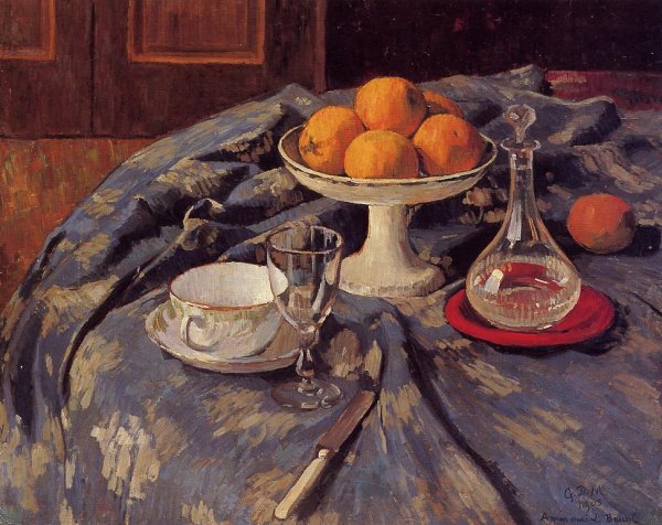 Still Life with Oranges by Georges-Daniel De Monfried - Hand-Painted Oil Painting Reproduction