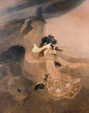 Elegantes Sur La Plage by Georges De Feure Oil Painting