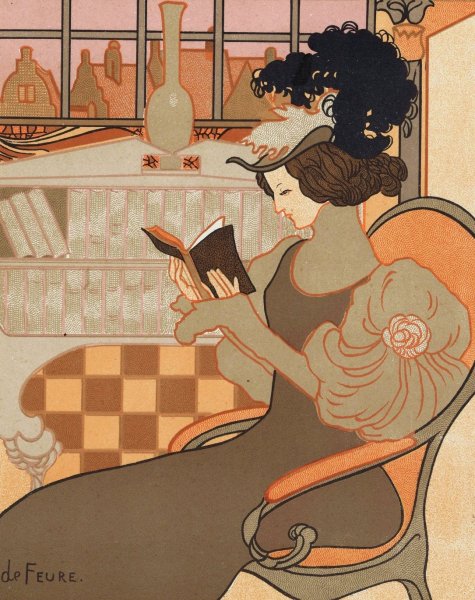 Nieuwjaarswens van Octave Uzanne voor het jaar 1897  by Georges De Feure - Hand-Painted Oil Painting Reproduction