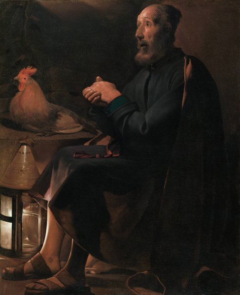Saint Peter Repentant  by Georges De La Tour - Hand-Painted Oil Painting Reproduction
