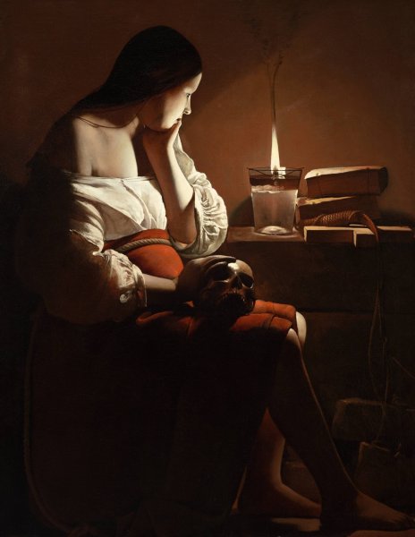 The Magdalen with the Smoking Flame  by Georges De La Tour - Hand-Painted Oil Painting Reproduction