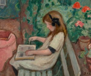 La lecture by Georges D'Espagnat Oil Painting