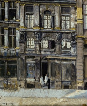 Maison occupee par Victor Hugo sur la Grand'Place a Bruxelles en 1851 et 1852 by Georges Dufrenoy Oil Painting