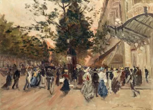 Le boulevard des Capucines by Georges-Emile Carette Oil Painting