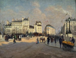Vue Du Pont-Neuf by Georges-Emile Carette Oil Painting