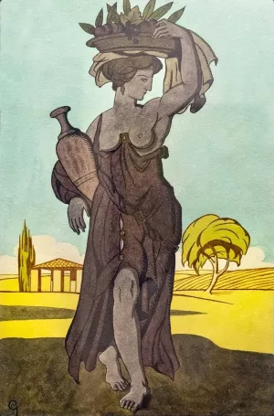 Ceres in the fields by Georges Gaudion Oil Painting
