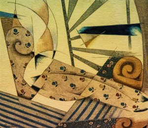 Cubic odalisque by Georges Gaudion Oil Painting
