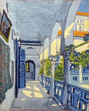 Gallery of a Moroccan riad by Georges Gaudion Oil Painting