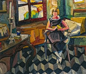 Luce reading to Rabastens by Georges Gaudion Oil Painting