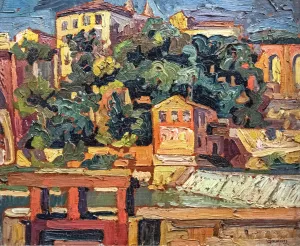 The mill and the Castagne in Rabastens Oil painting by Georges Gaudion
