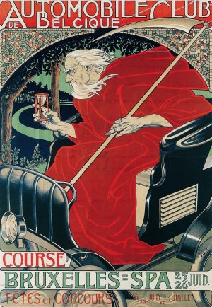 Automobile Club Belgique. Course Bruxelles - Spa by Georges Gaudy Oil Painting