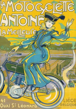 La Motocyclette Antoine by Georges Gaudy Oil Painting