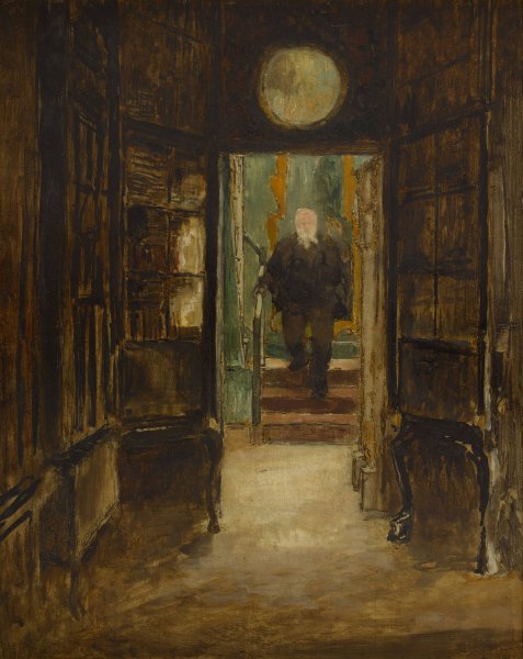 Main Product Photo of Victor Hugo descendant de son cabinet de travail a Hauteville House Painting by Georges Hugo