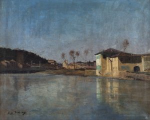 Vue des environs de Florence by Georges Hugo Oil Painting