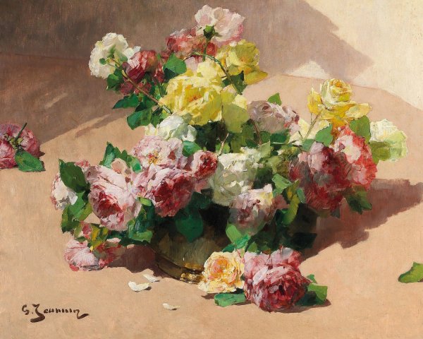 Roses by Georges Jeannin - Hand-Painted Oil Painting Reproduction