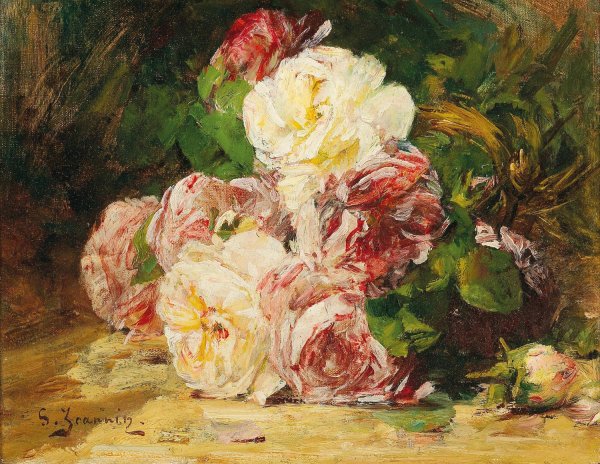 Roses V by Georges Jeannin - Hand-Painted Oil Painting Reproduction