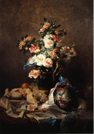 Two Bouquets by Georges Jeannin Oil Painting