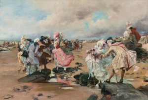 A Sunday At The Seaside by Georges Jules Victor Clairin Oil Painting