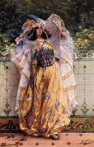 An Ouled-Nail Tribal Dancer by Georges Jules Victor Clairin - Oil Painting Reproduction