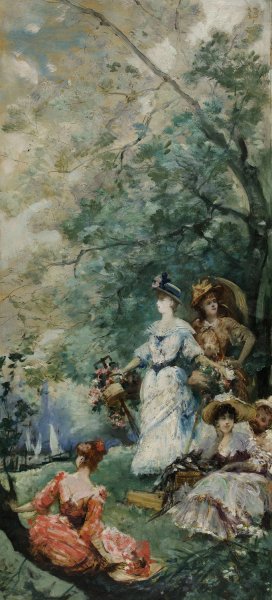 Fete champetre aux environs de Paris by Georges Jules Victor Clairin Oil Painting