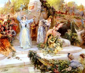 La Fete Fleurie by Georges Jules Victor Clairin - Oil Painting Reproduction